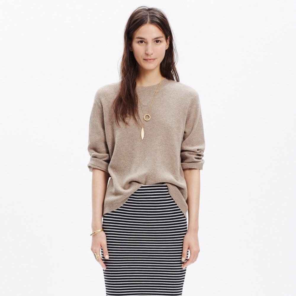 Madewell Mapbook Taupe Crew Neck Sweater L